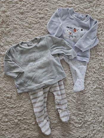Lot 2 pyjamas chaud 2 pièces en 3 mois