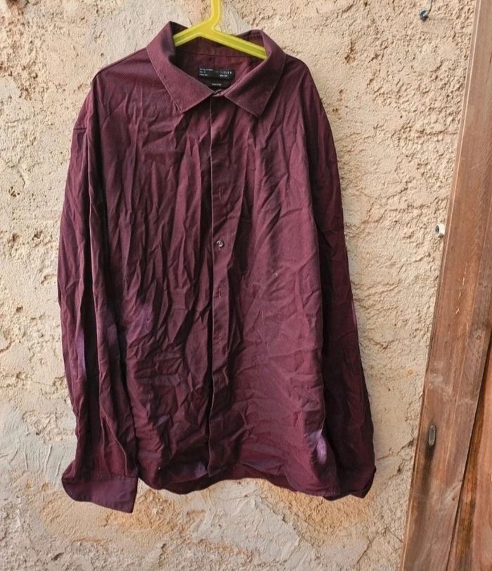 Chemise homme manche longue rouge/bordeaux
