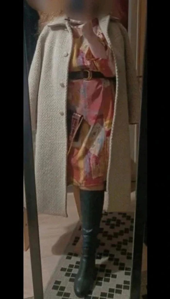 Robe midi à manches longues vintage faite main col V taille 44 - photo numéro 2