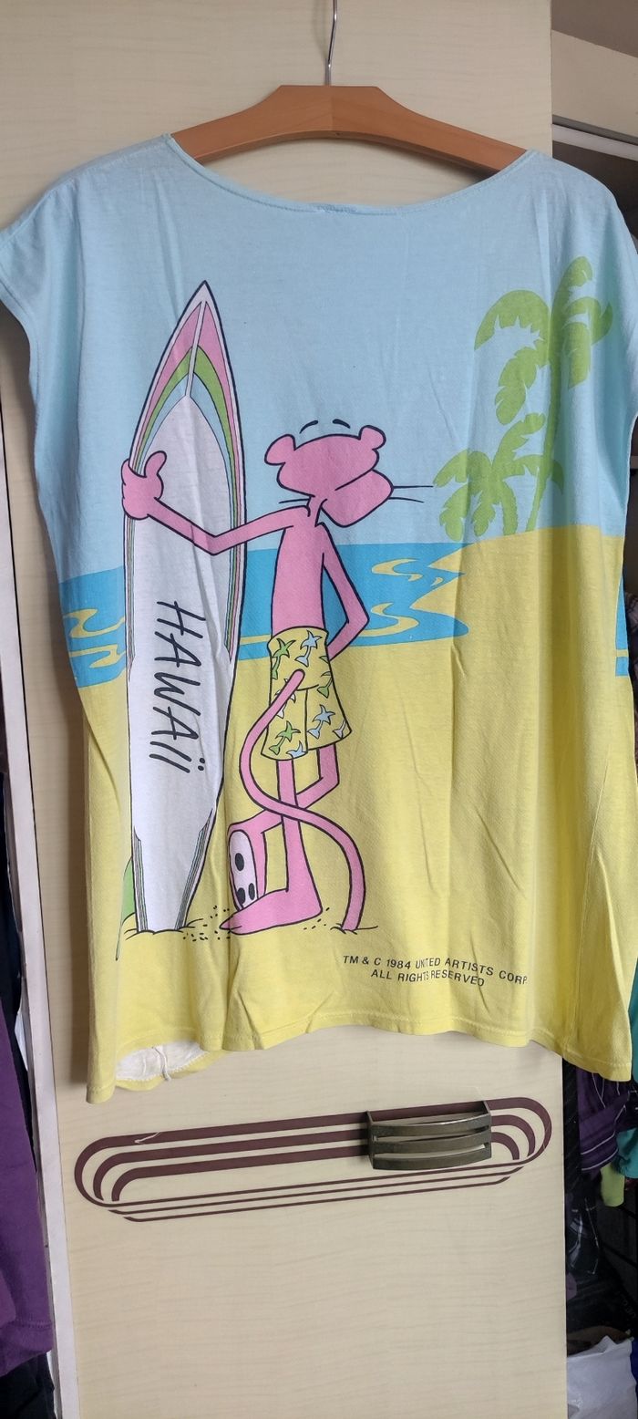 T-shirt Collector Vintage, Panthère Rose Hawaii 1984 - photo numéro 2