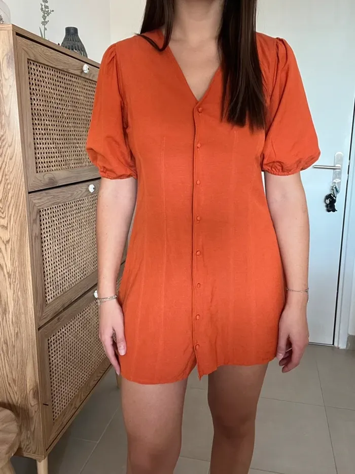 Robe en lin orange Mango - photo numéro 2