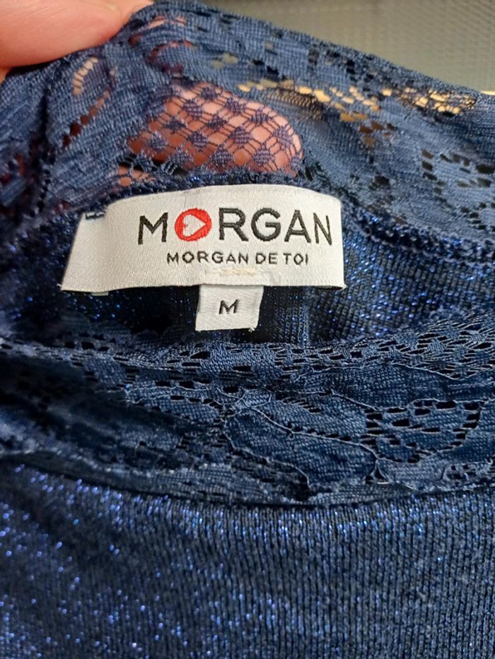Haut bleu dentelle Morgan - photo numéro 3