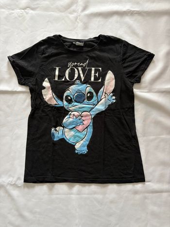 T-shirt noir uni avec motif imprimé Stitch - FB Sister - S/36