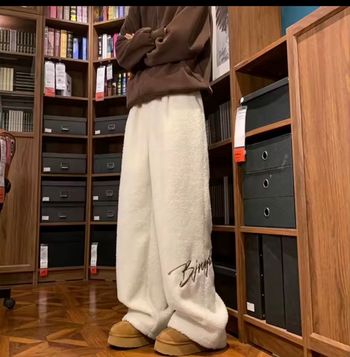 Pantalon baggy teddy / sherpa blanc - Style cosy streetwear-taille M-trés bonne état 