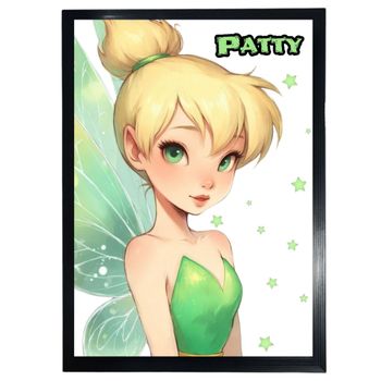 Cadre noir Fée Clochette Disney  personnalisé prénom au choix