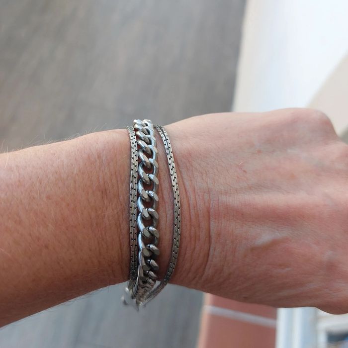 Bracelet argenté maille gourmette