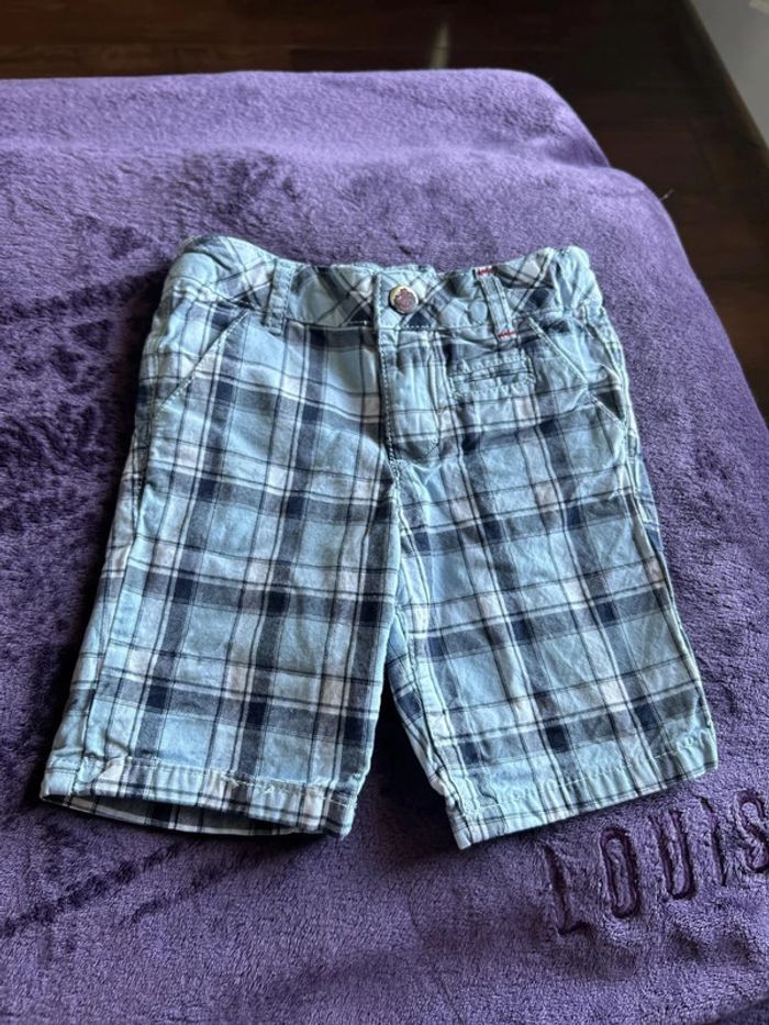 Bermuda garcon en coton bleu à carreaux Sergent major taille 4 ans