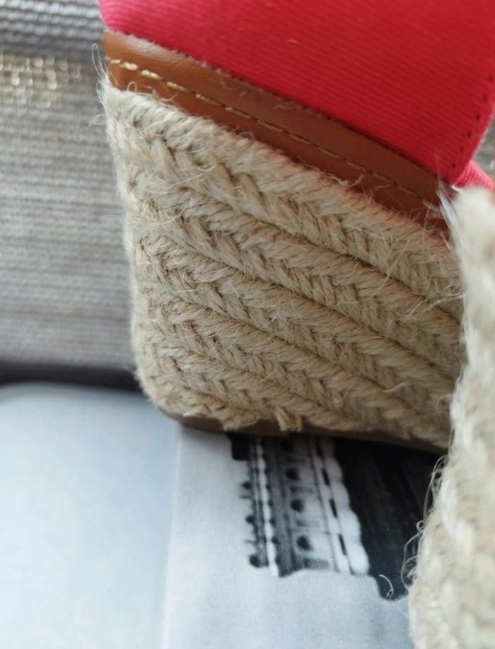 Sandale talon compensé rouge - photo numéro 8