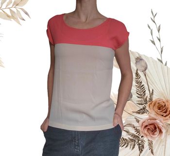 Blouse manches courtes Dolls S corail et beige