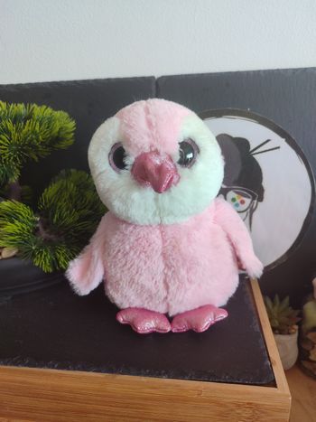 doudou peluche pingouin oiseau rose blanc nature planet paillette violet PE0262