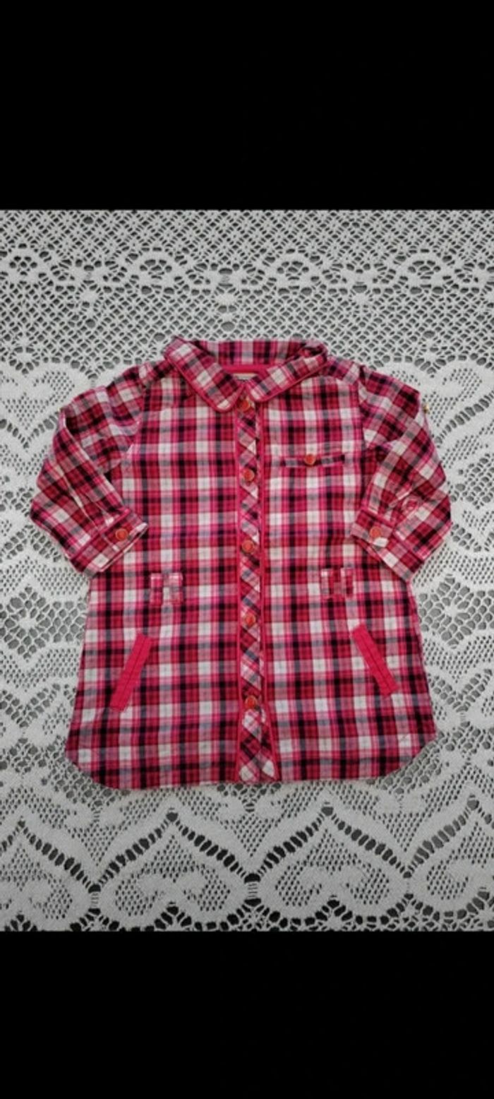 🩷Robe tunique rouge à carreaux 6 mois Tape à l'œil