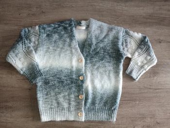 Gilet en laine gris et blanc Happy star 14 ans