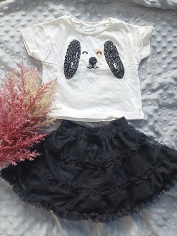 Ensemble t-shirt "tête de chien" et jupe
