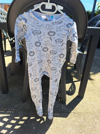 Pyjama fin et léger animaux gris et blanc antidérapant 23mois tex