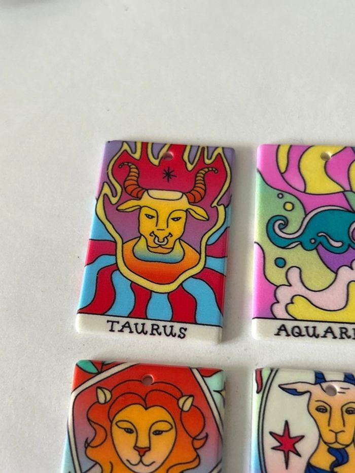 B68, 4 pendentifs signes astrologiques recto verso - photo numéro 2