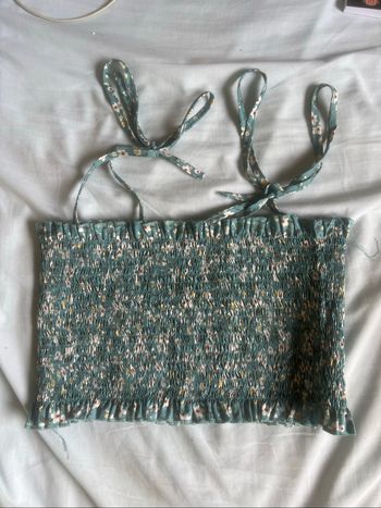 Crop top vert à fleurs SHEIN — taille 36