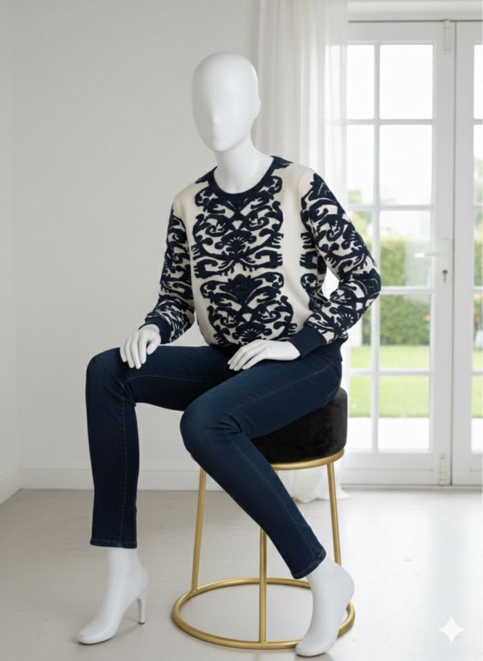 Pull crème et marine chic S/M - photo numéro 2