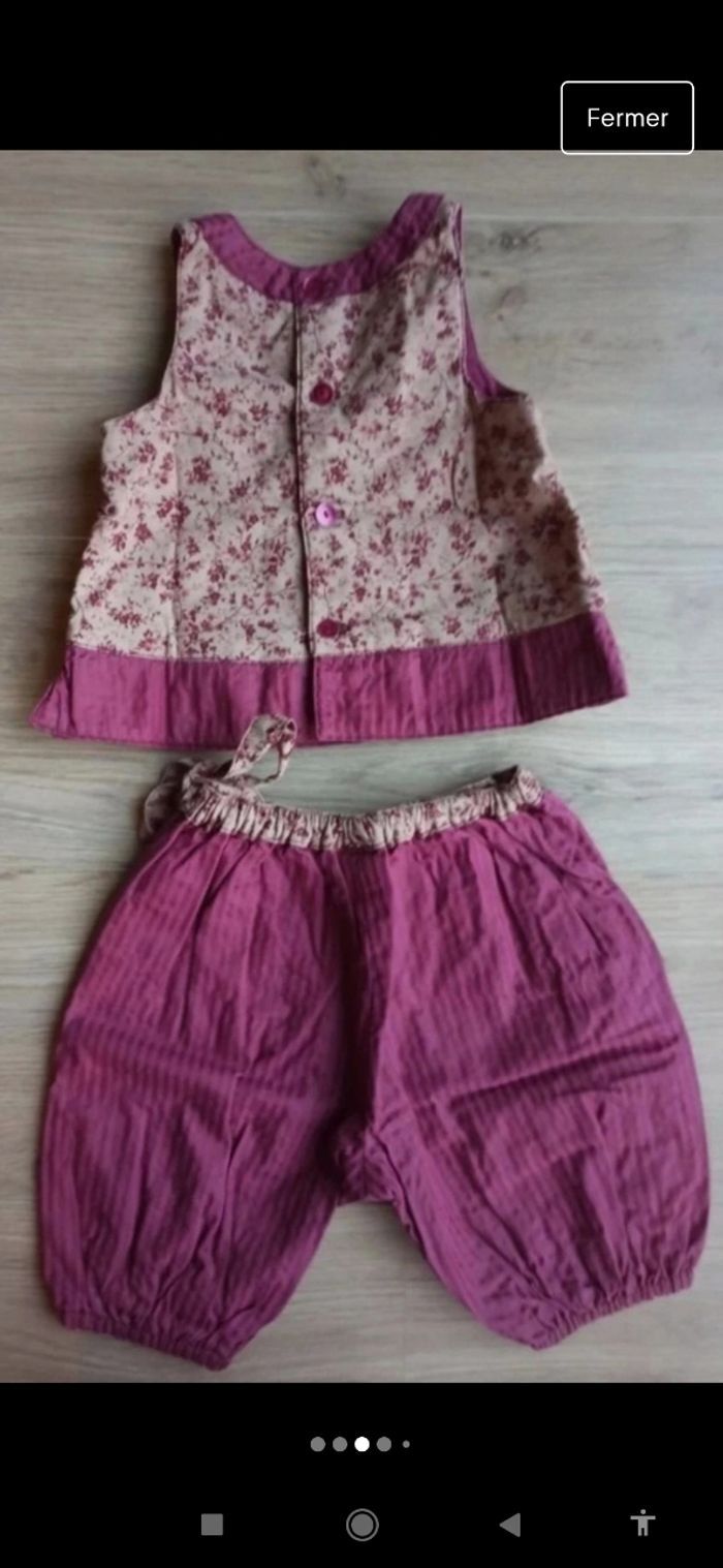 Ensemble tenue bébé 9 mois pantalon et haut violet - photo numéro 3