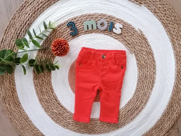 Ensemble slim orange + chemise manches longues - 3 mois - photo numéro 2
