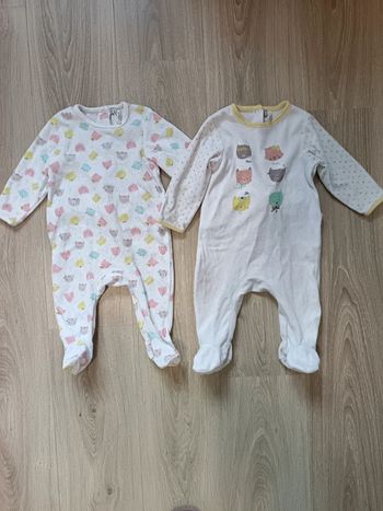 Lot pyjamas velours Orchestra motifs chats fille 12 mois