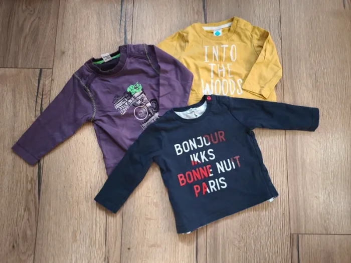 Lots de 3 hauts manches longues 6 mois