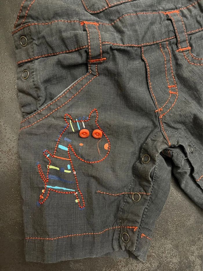 Ensemble bébé Orchestra salopette courte et teeshirt manches courtes taille 1 mois - photo numéro 3