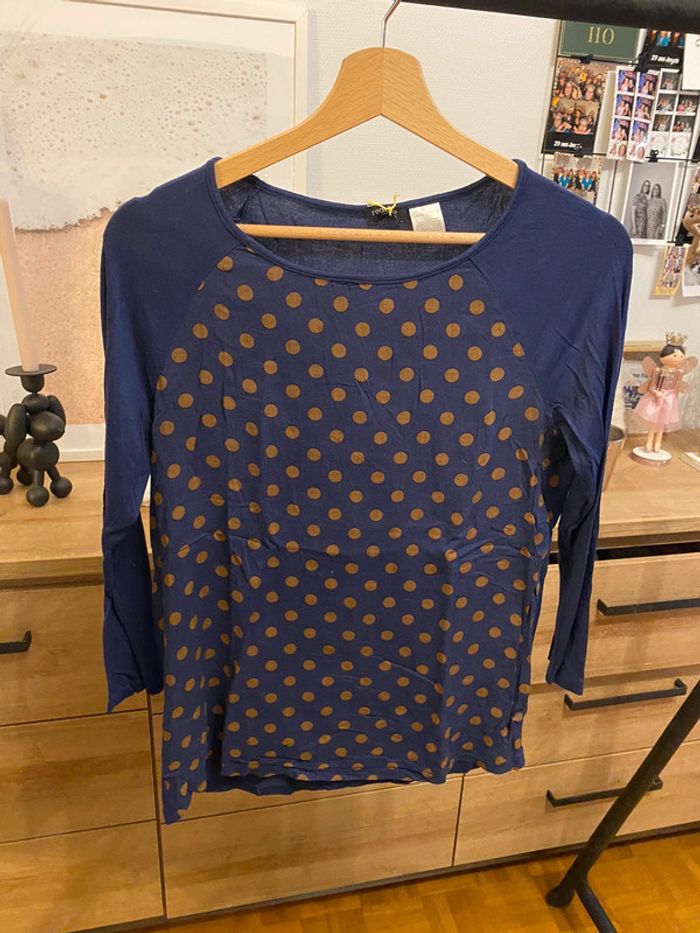 Blouse bleu pois