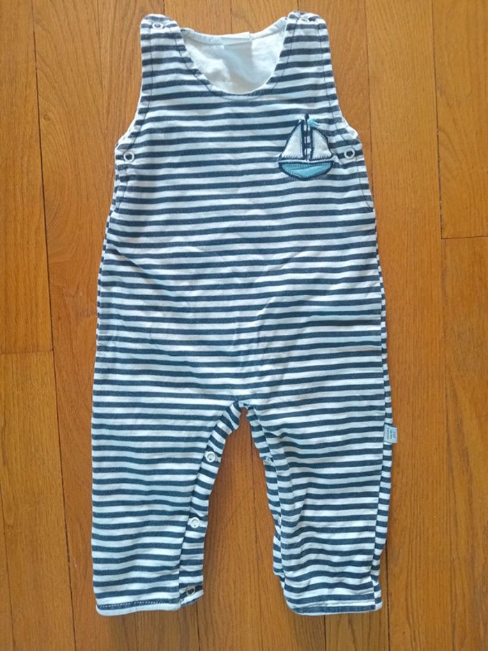 Salopette garçon Marinière coton 12-24 mois