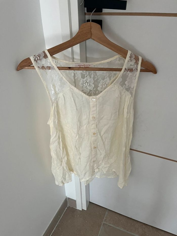 Blouse écrue dentelle cache cache