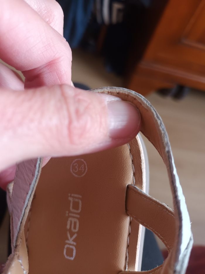 Sandales 34 okaidi neuf ete blanc en cuir fille - photo numéro 4