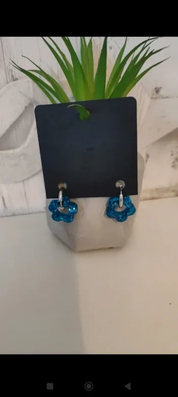 💥 boucles d'oreilles paillettes bleu