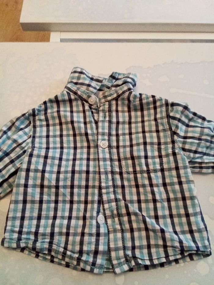 Lot 2 chemises manches longues garçon 3 mois - photo numéro 2