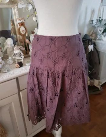 Jupe marron broderie Caroll T 38/40
