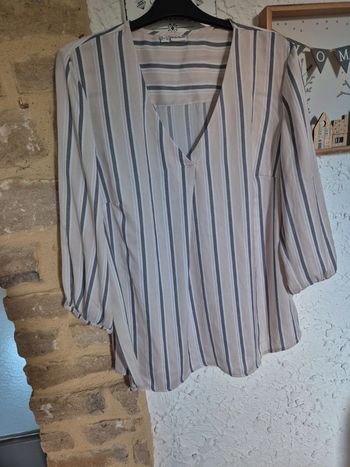 Magnifique blouse printemps rayée col V bodyflirt taille 48