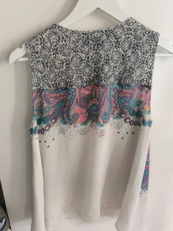 Haut blanc & rose bleu Desigual - photo numéro 4