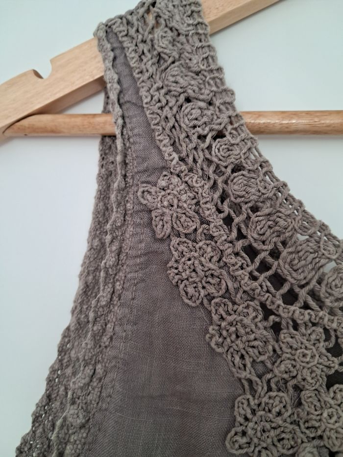 Robe trapèze en lin taupe - photo numéro 3