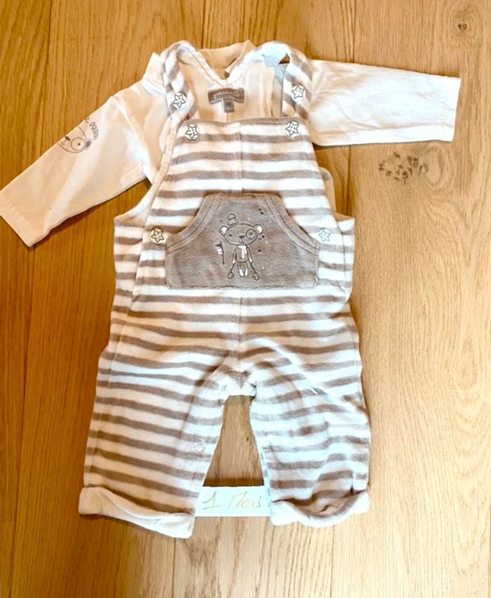 Ensemble naissance sous pull salopette