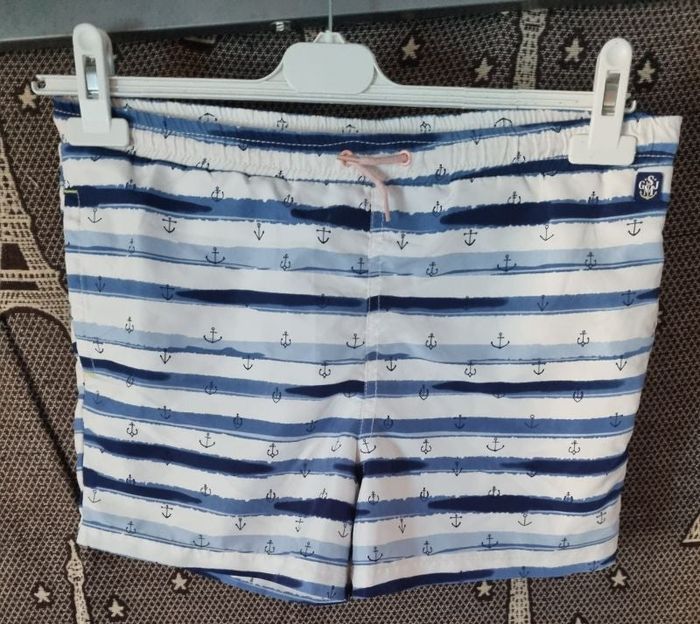 Short de plage rayé ancres marine 14ans