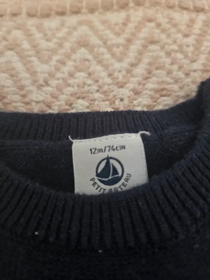Robe marinière bleu et blanc pull et tutu en voile 12 mois Petit Bateau - photo numéro 2