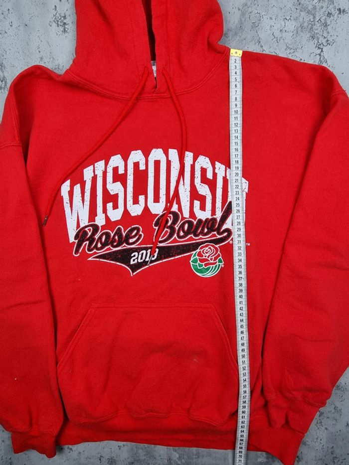 Pull à capuche universitaire Wisconsin – Taille L Homme (mesures en photos) - photo numéro 9