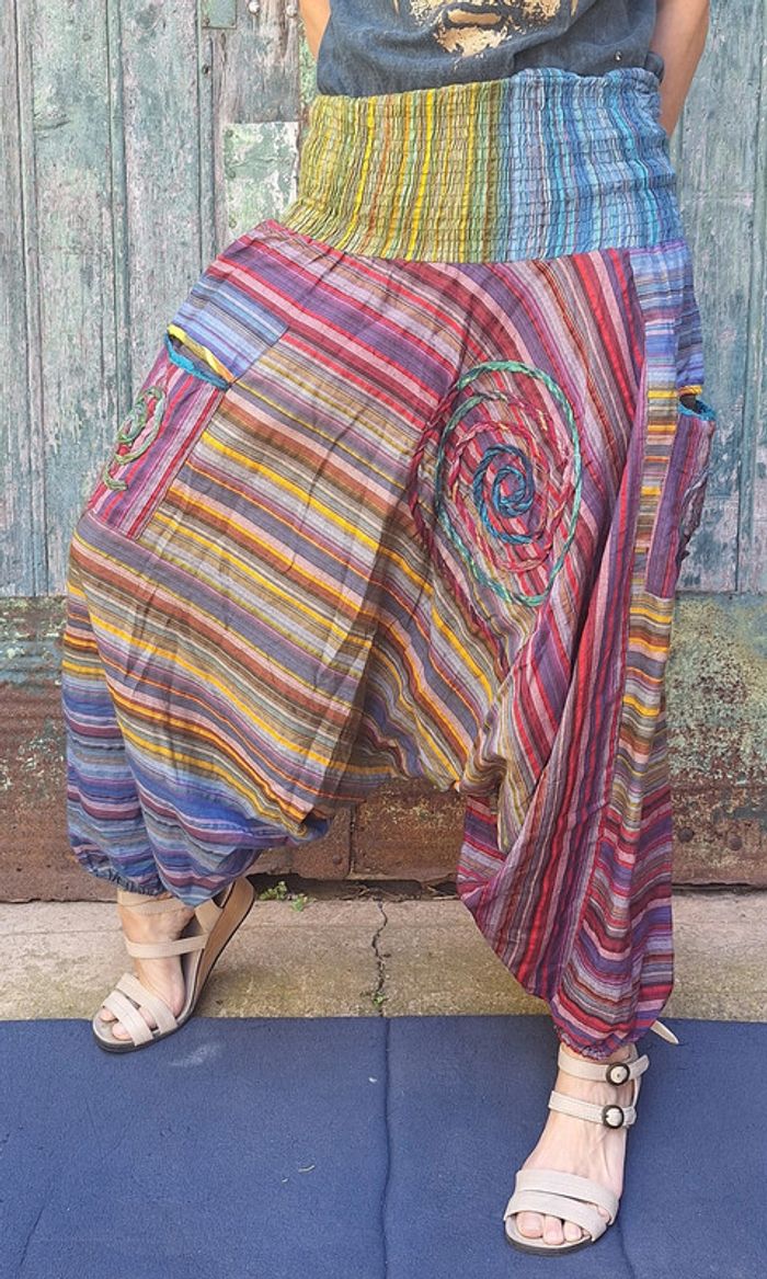 Pantalon sarouel coton coloré taille unique India - photo numéro 9