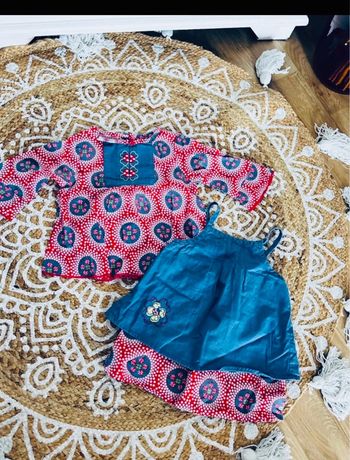 Lot de 2 haut été fille fleurie Dpam 6-9mois