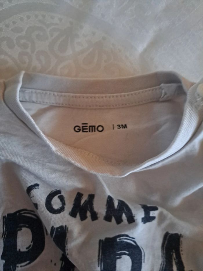 Lot de 4 Tee-shirt manches longues à message Rouge blanc et marine 100%coton 3mois - photo numéro 12