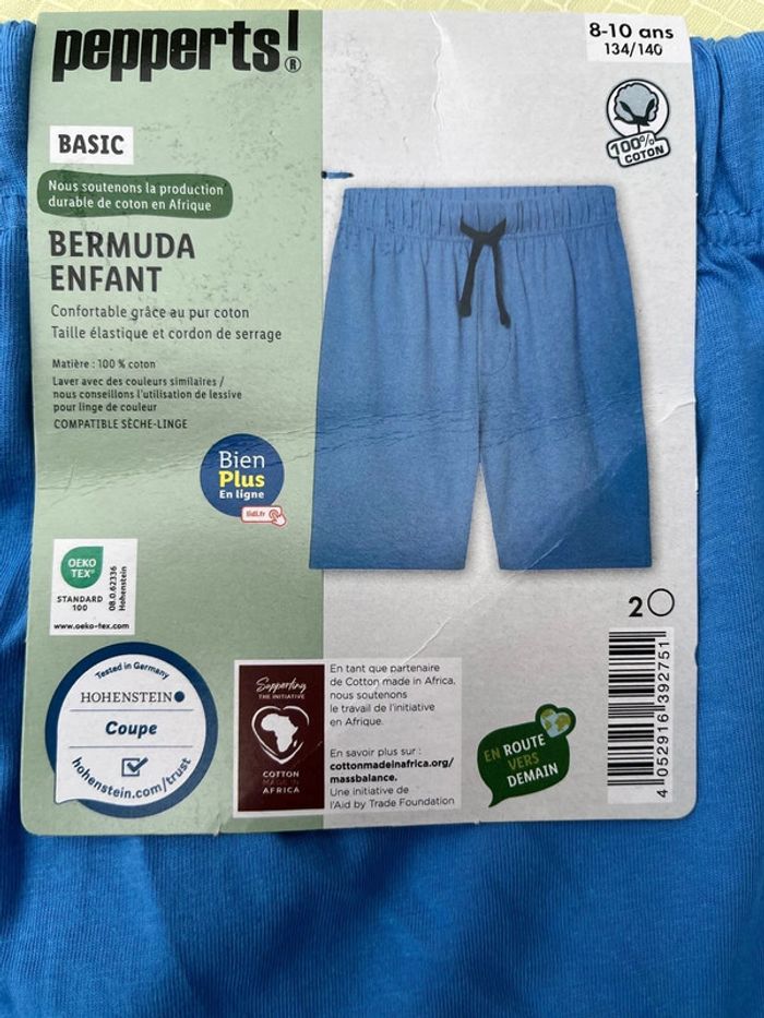 Bermuda 100% coton bleu taille 8-10 ans - photo numéro 4