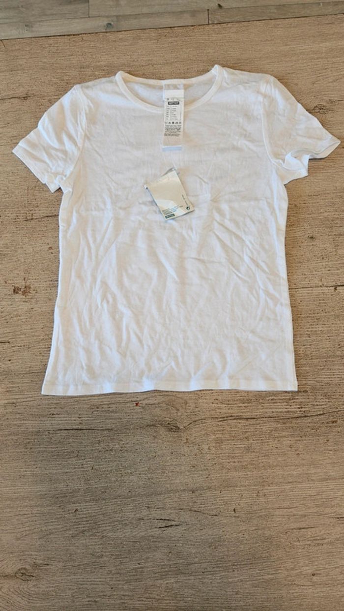 T shirt mixte, manches courtes, blanc uni, Decathlon, 10 ans, neuf