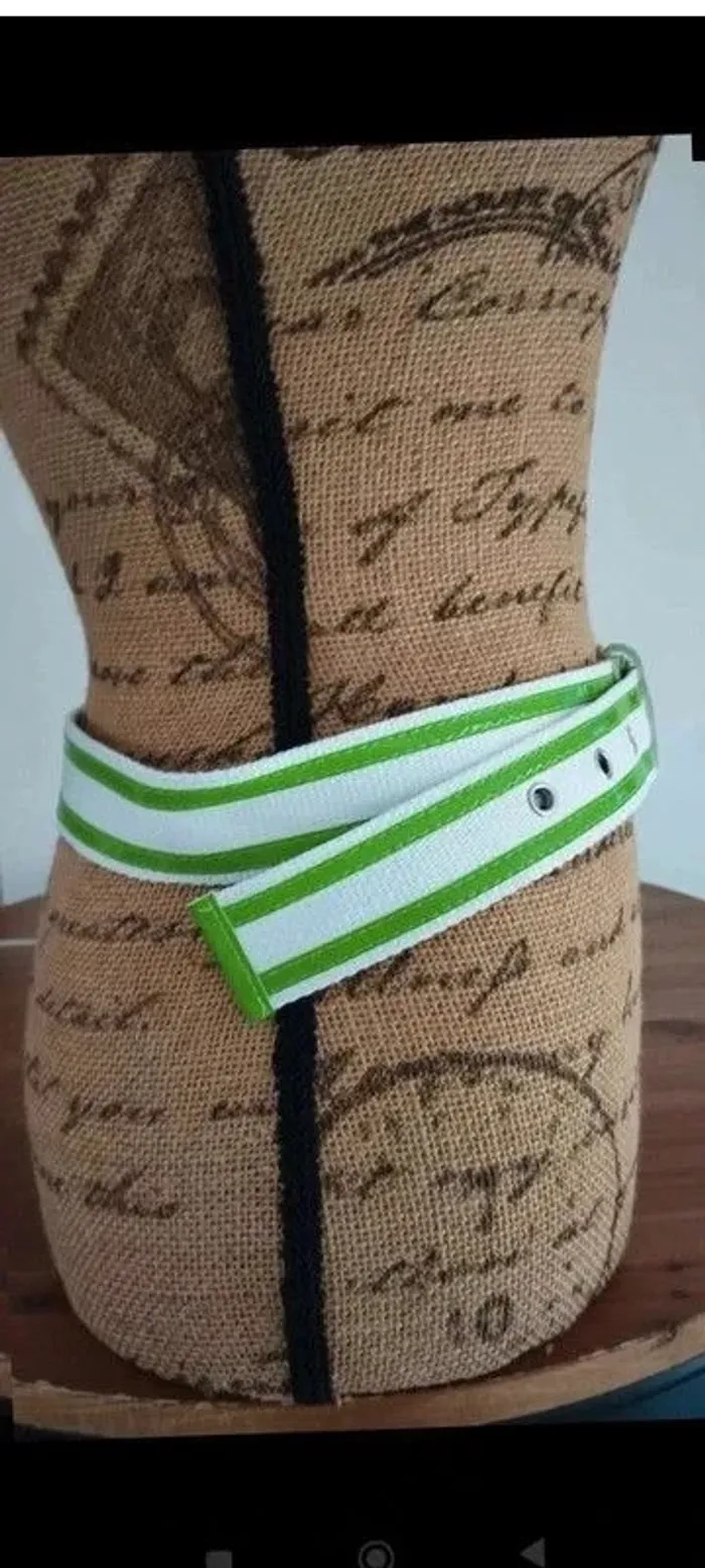 ceinture a bandes verte et blanche mixte 100 cm - photo numéro 6