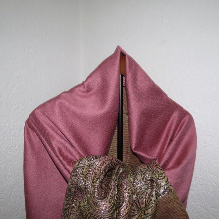 ✨ Écharpe / Châle pashmina bicolore – Rose ancien & motifs cachemire dorés ✨ - photo numéro 8
