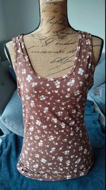 Débardeur marron taille  xl fleuris