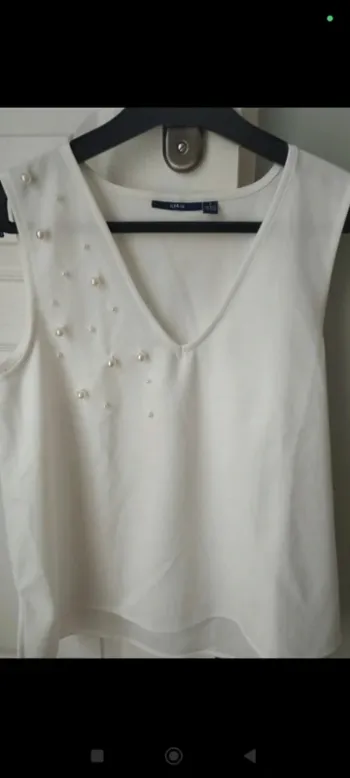 Débardeur blanc à perles Kiabi 36