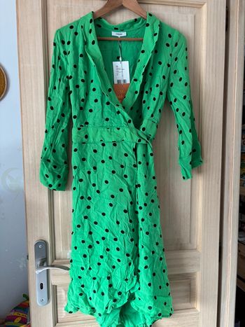 Robe Ganni verte à pois taille 38